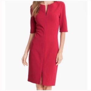 Diane Von Furstenburg Red Saturn Mini Shift Dress Zippered Business Casual